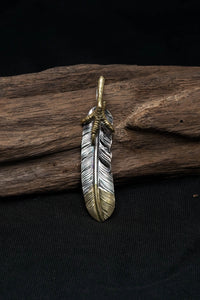 Left Eagle Claw Feather Retro 925 Silver Pendant Japan Takahashi Goro with Brass