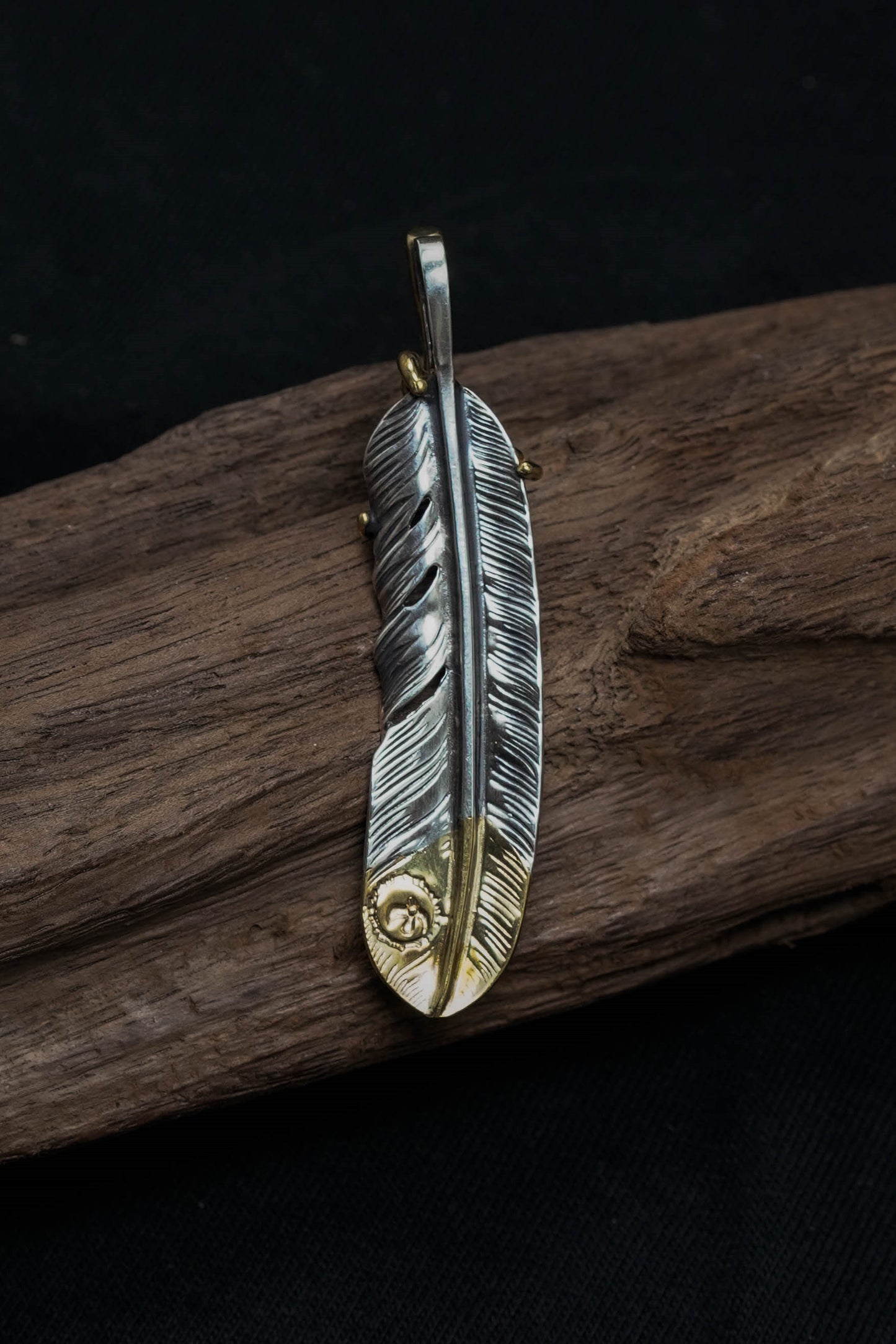 Left Eagle Claw Feather Retro 925 Silver Pendant Japan Takahashi Goro with Brass