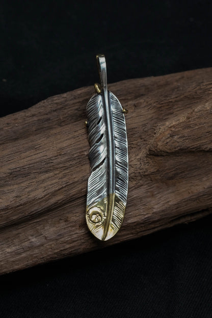 Left Eagle Claw Feather Retro 925 Silver Pendant Japan Takahashi Goro with Brass