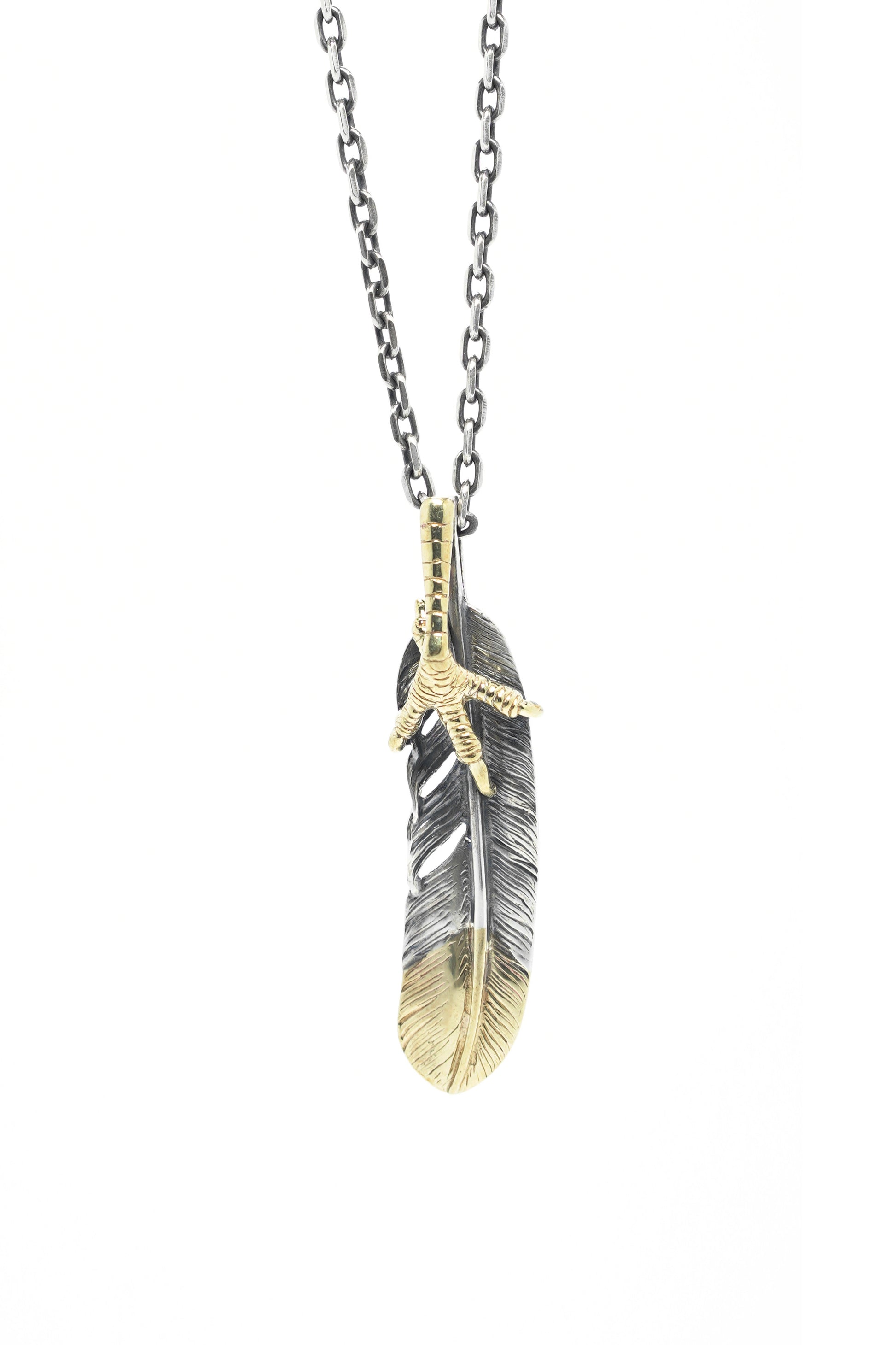 Right Eagle Claw Feather Retro 925 Silver Pendant Japan Takahashi Goro with Brass