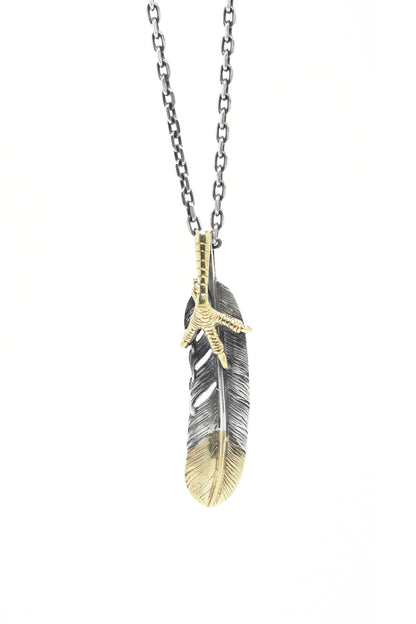Right Eagle Claw Feather Retro 925 Silver Pendant Japan Takahashi Goro with Brass