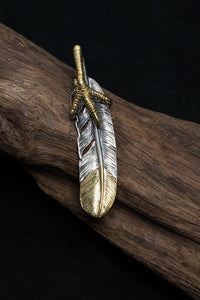 Right Eagle Claw Feather Retro 925 Silver Pendant Japan Takahashi Goro with Brass