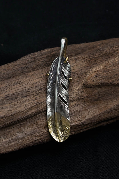 Right Eagle Claw Feather Retro 925 Silver Pendant Japan Takahashi Goro with Brass