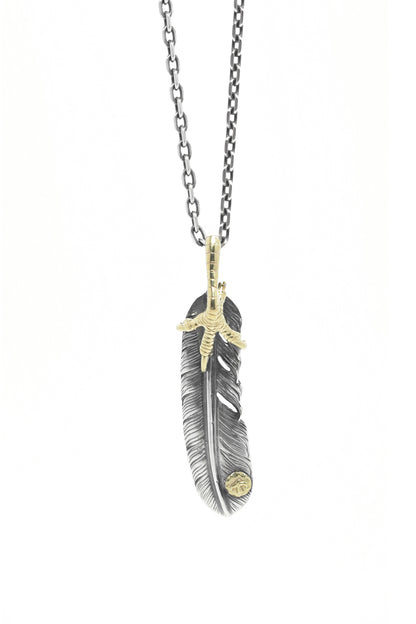 Left Eagle Claw Feather Retro 925 Silver Pendant Japan Takahashi Goro with Sign