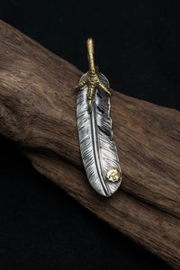 Left Eagle Claw Feather Retro 925 Silver Pendant Japan Takahashi Goro with Sign