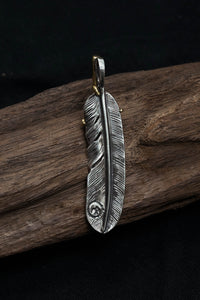 Left Eagle Claw Feather Retro 925 Silver Pendant Japan Takahashi Goro with Sign