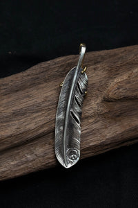 Right Brass Eagle Claw Feather Retro 925 Silver Pendant Japan Takahashi Goro 