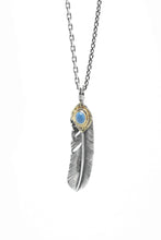 Load image into Gallery viewer, Right Feather Leaf Retro 925 Silver Goro Takahashi Pendant with Turquoise
