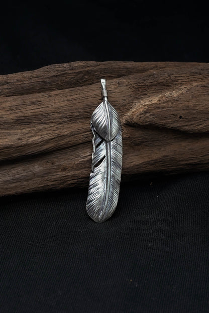 Right Feather Retro 925 Silver Leaf Goro Takahashi Pendant