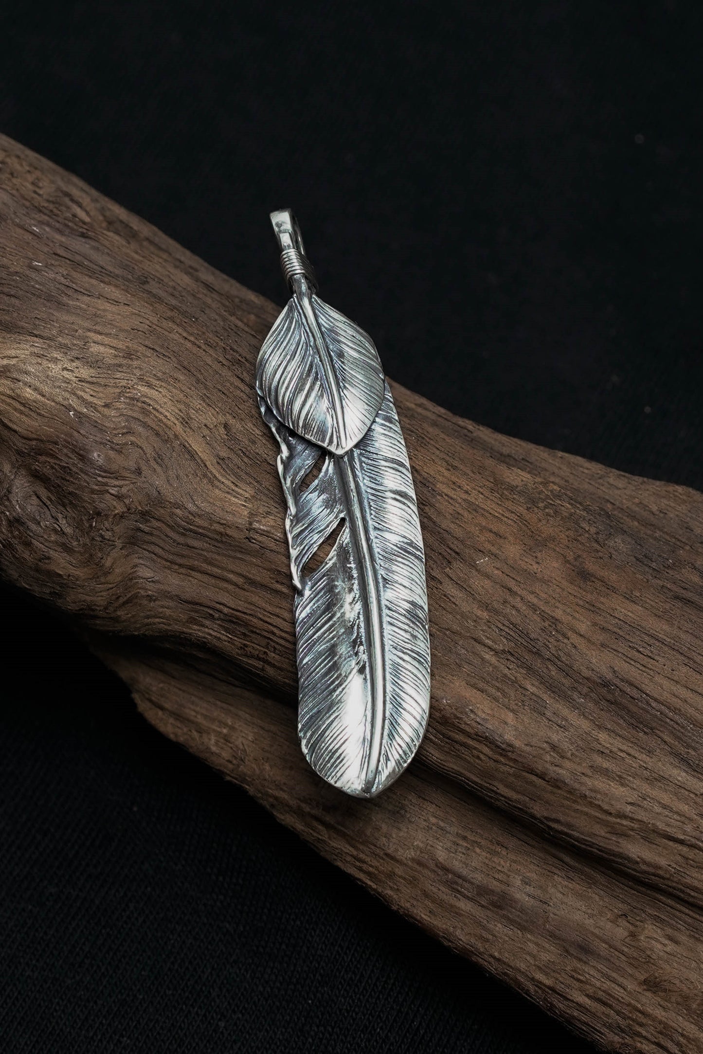 Right Feather Retro 925 Silver Leaf Goro Takahashi Pendant