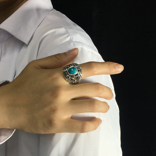 Southwestern Vintage Style Silver Turquoise Ring