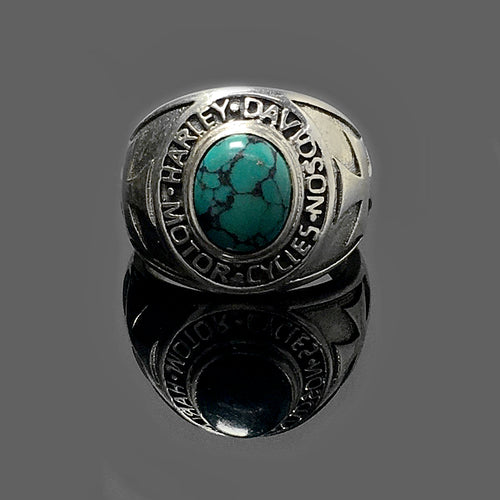 Letter Cross Turquoise Vintage Sterling Silver Ring