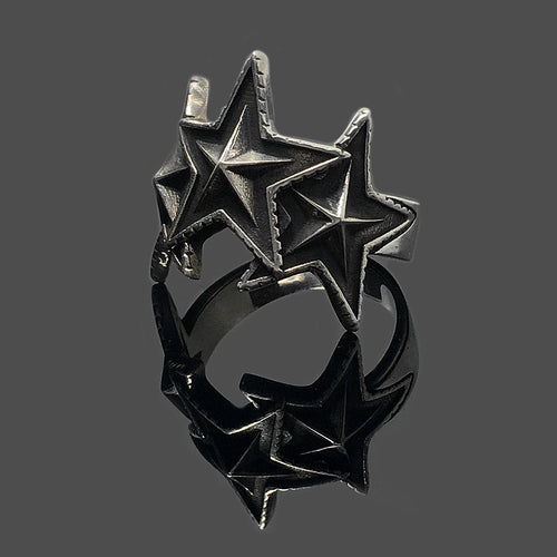 Vintage Sterling Silver 3 Interlocking Star Ring Jewelry
