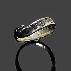 925 Sterling Silver Letter FUCK Vintage Ring