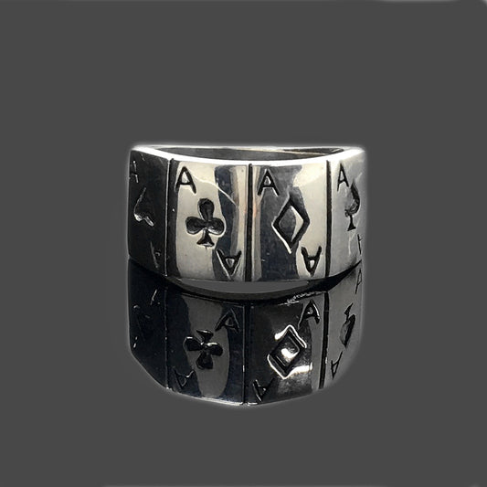 Sterling Silver Playing Card Poker Ring