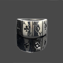 Load image into Gallery viewer, Sterling Silver Playing Card Poker Ring
