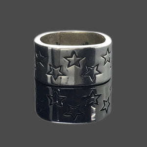 Zig Zag Star Stamp Ring 925 Sterling Silver Jewelry