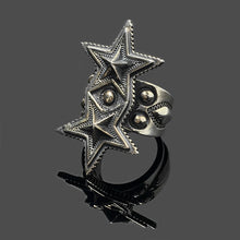 Load image into Gallery viewer, Authentic Sterling Silver Cody Sanderson Double Sheriff Star Ring
