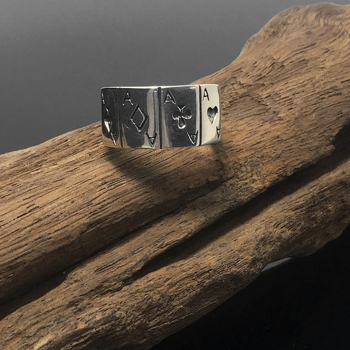 Sterling Silver Playing Card Poker Ring