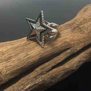 Sterling Silver Double Star Ring