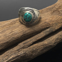 Load image into Gallery viewer, Letter Cross Turquoise Vintage Sterling Silver Ring
