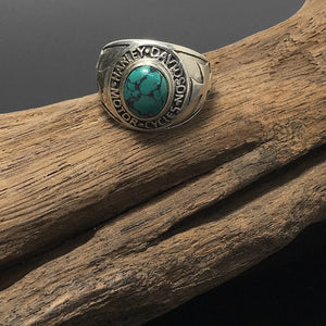 Letter Cross Turquoise Vintage Sterling Silver Ring