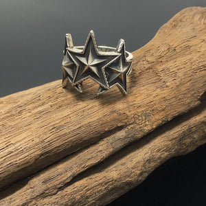 Vintage Sterling Silver 3 Interlocking Star Ring Jewelry