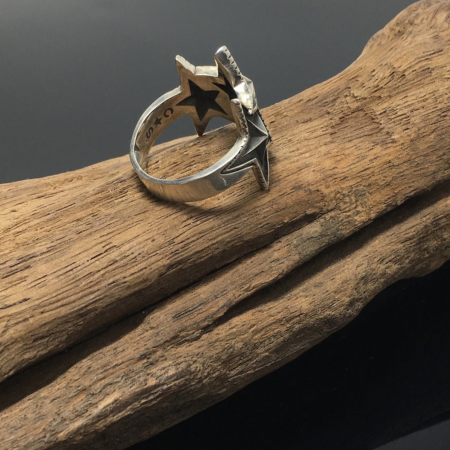 Vintage Sterling Silver 3 Interlocking Star Ring Jewelry