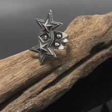 Load image into Gallery viewer, Authentic Sterling Silver Cody Sanderson Double Sheriff Star Ring
