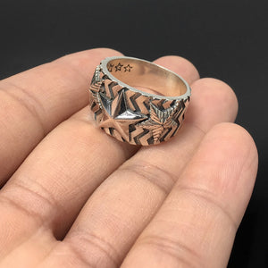 Fivepointed Star Sterling Silver Ring Female Men Fashion Hiphop Ring