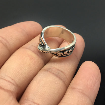 Vintage 925 Sterling Silver Ring Hip Hop Rock Biker Jewelry Ring