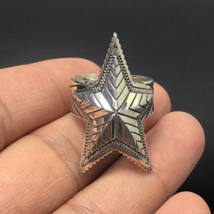 Vintage Sterling Silver Cody Sanderson Engraved Star Ring