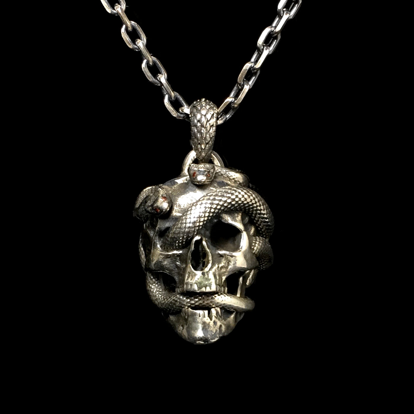 Retro Snake Skull 925 Sterling Silver Pendant
