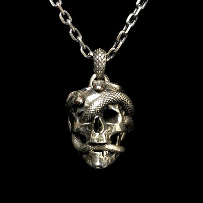 Retro Snake Skull 925 Sterling Silver Pendant