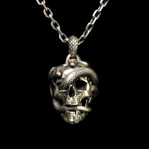 Retro Snake Skull 925 Sterling Silver Pendant