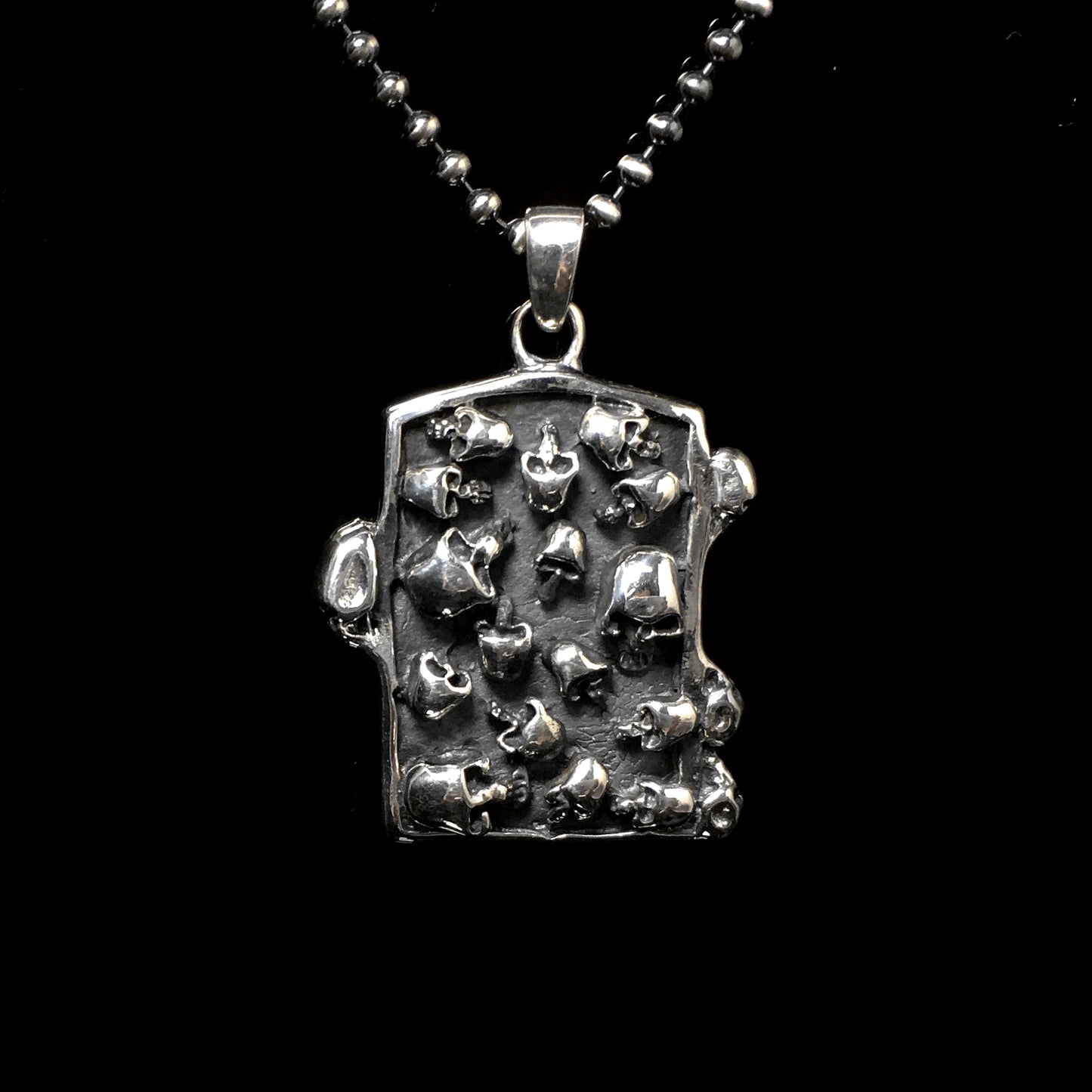 Rectangle Skull Pendant 925 Retro Sterling Silver