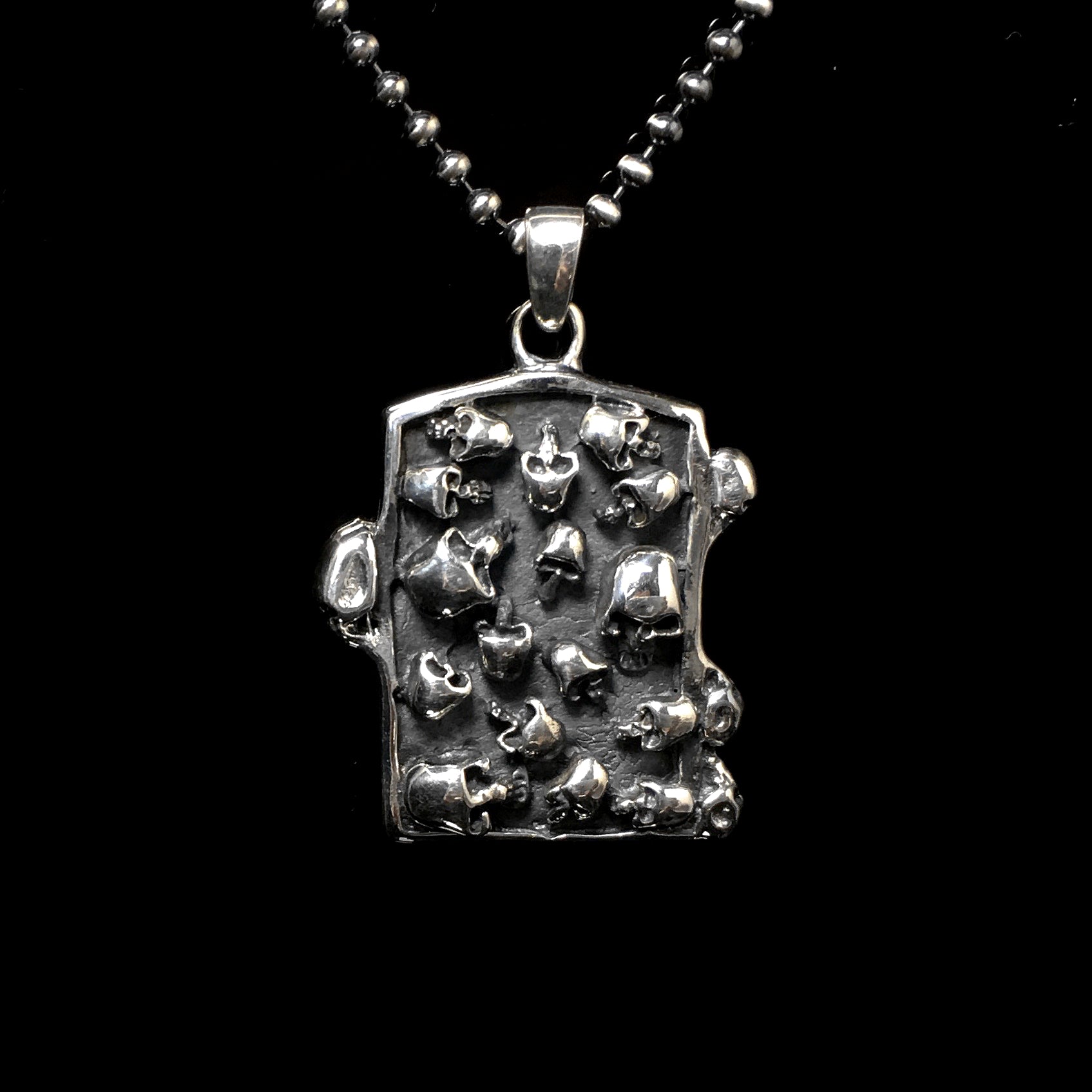 Rectangle Skull Pendant 925 Retro Sterling Silver