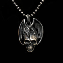 Load image into Gallery viewer, Dragon Skull Silver Pendant Oxidized Unisex Dragon Skull Pendant Jewelry
