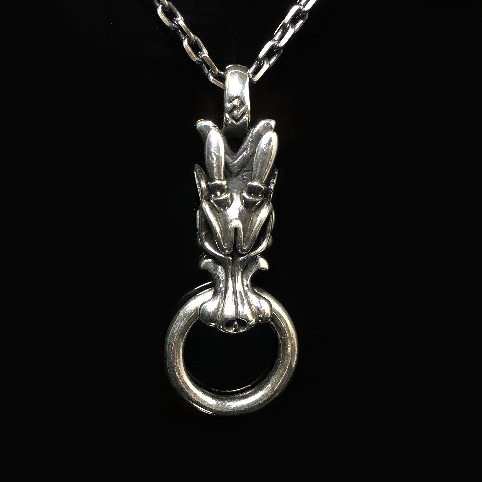 Sterling Silver Dragon Head Pendant
