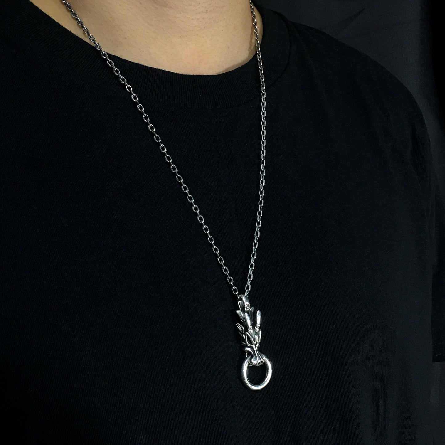 Sterling Silver Dragon Head Pendant