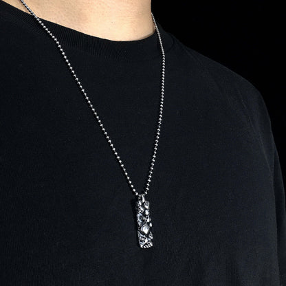 Sterling Silver Small Rectangle Skull Pendant