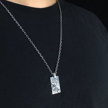 Load image into Gallery viewer, Men&#39;s Titanium Silver Pendant Rectangle with Skull Pattern
