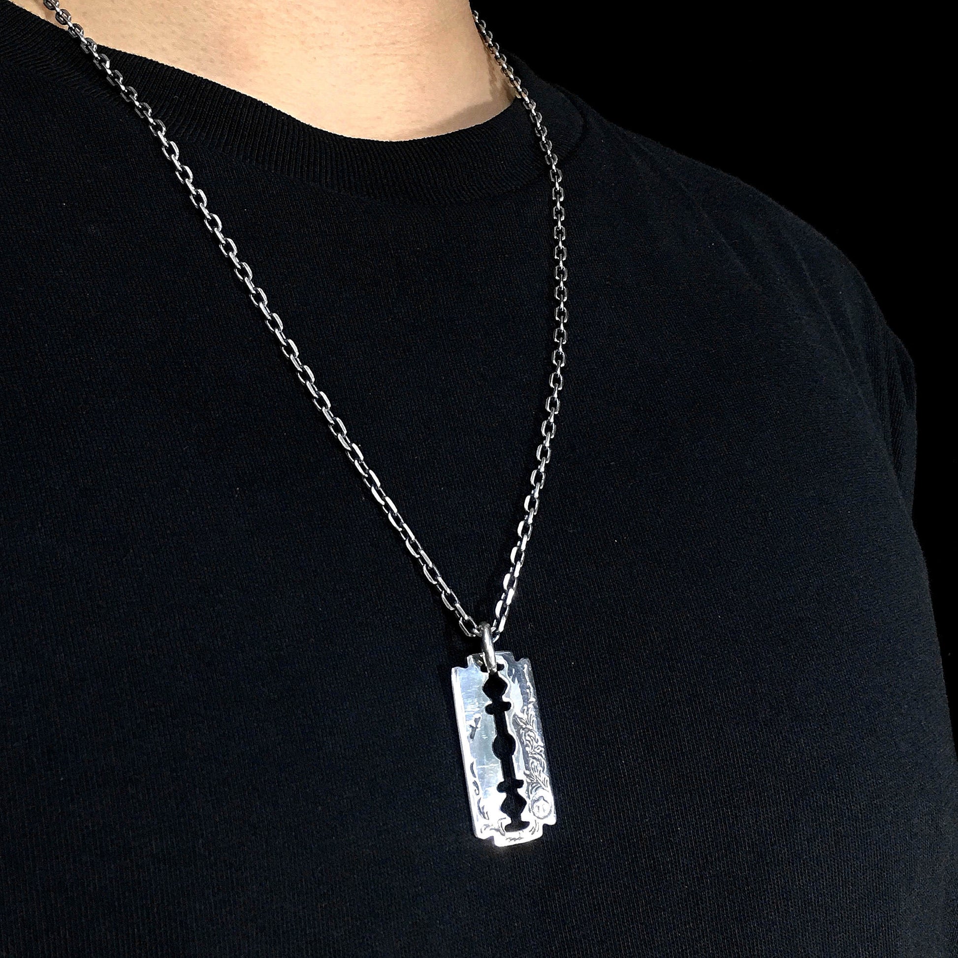 Sterling Silver Razor Blade Pendant