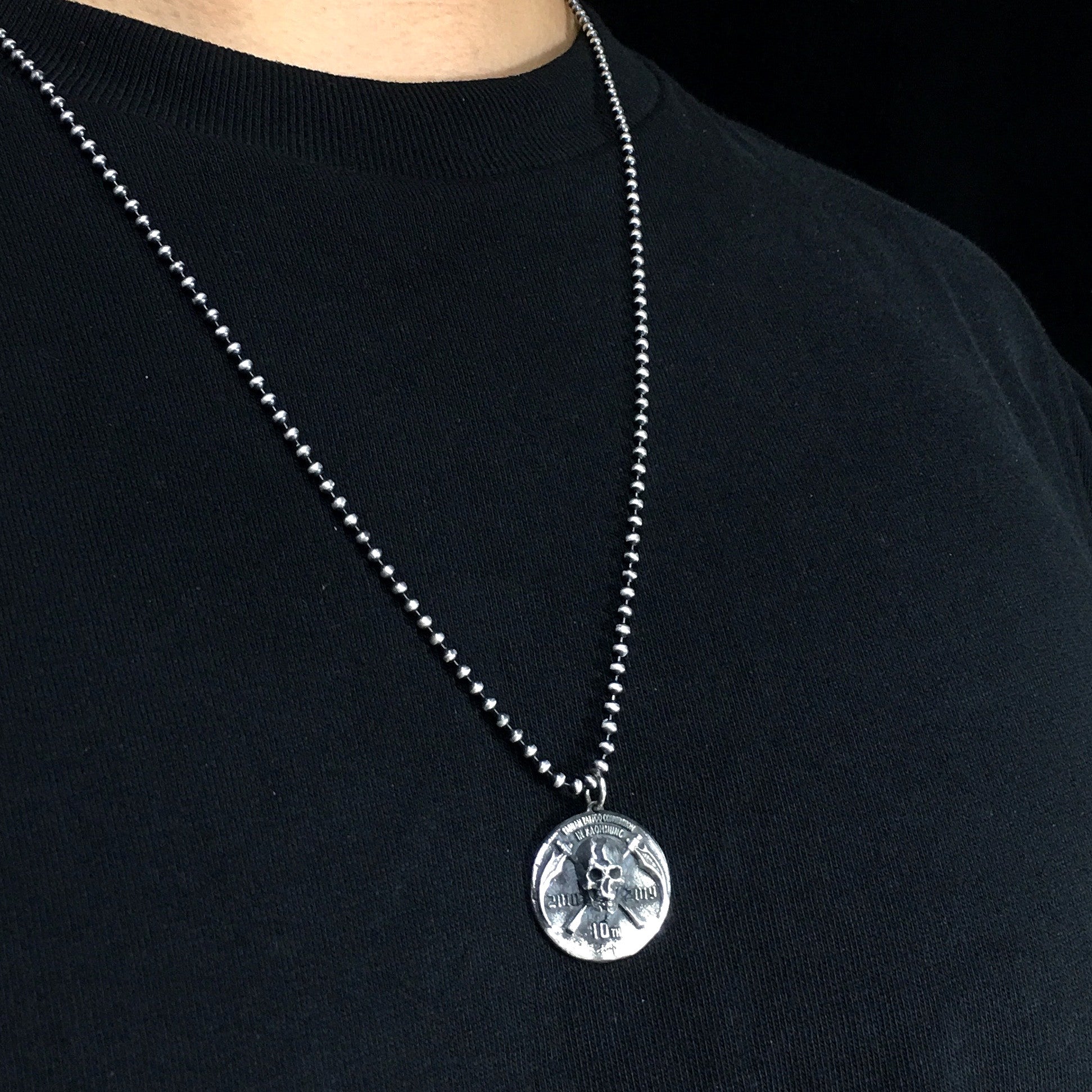 Toxic Skull Crossbones Sterling Silver Antique Coin Style