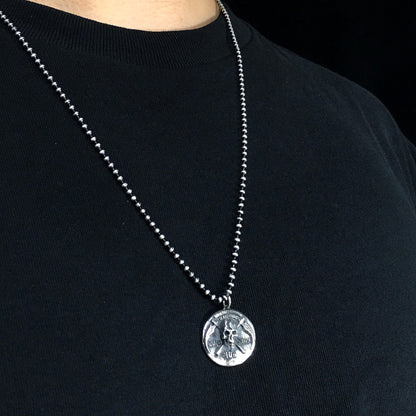 Toxic Skull Crossbones Sterling Silver Antique Coin Style