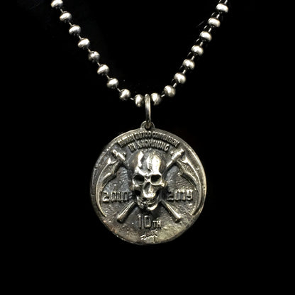Toxic Skull Crossbones Sterling Silver Antique Coin Style