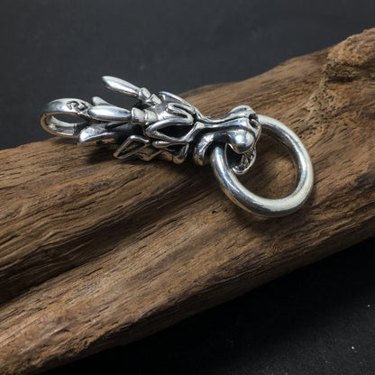 Sterling Silver Dragon Head Pendant