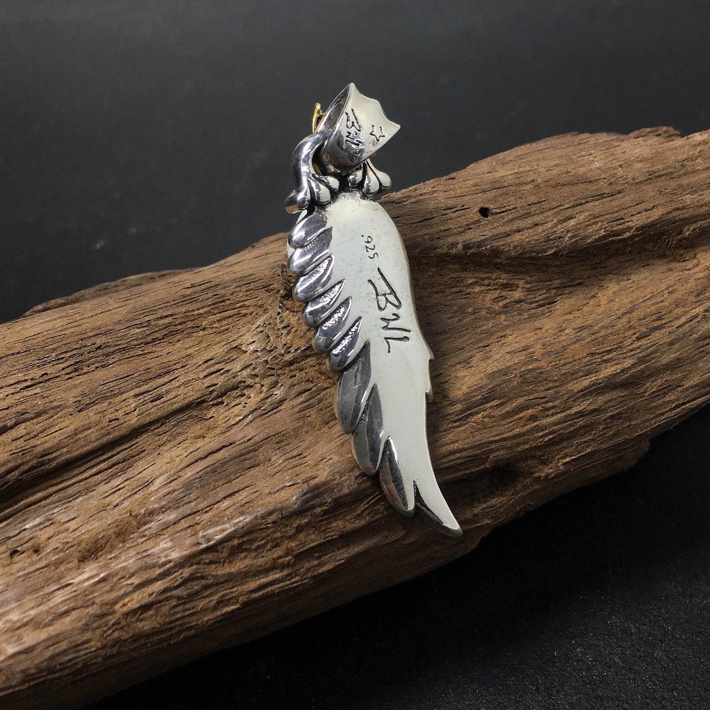 925 Sterling Silver Wing Red Eye Skull Pendant