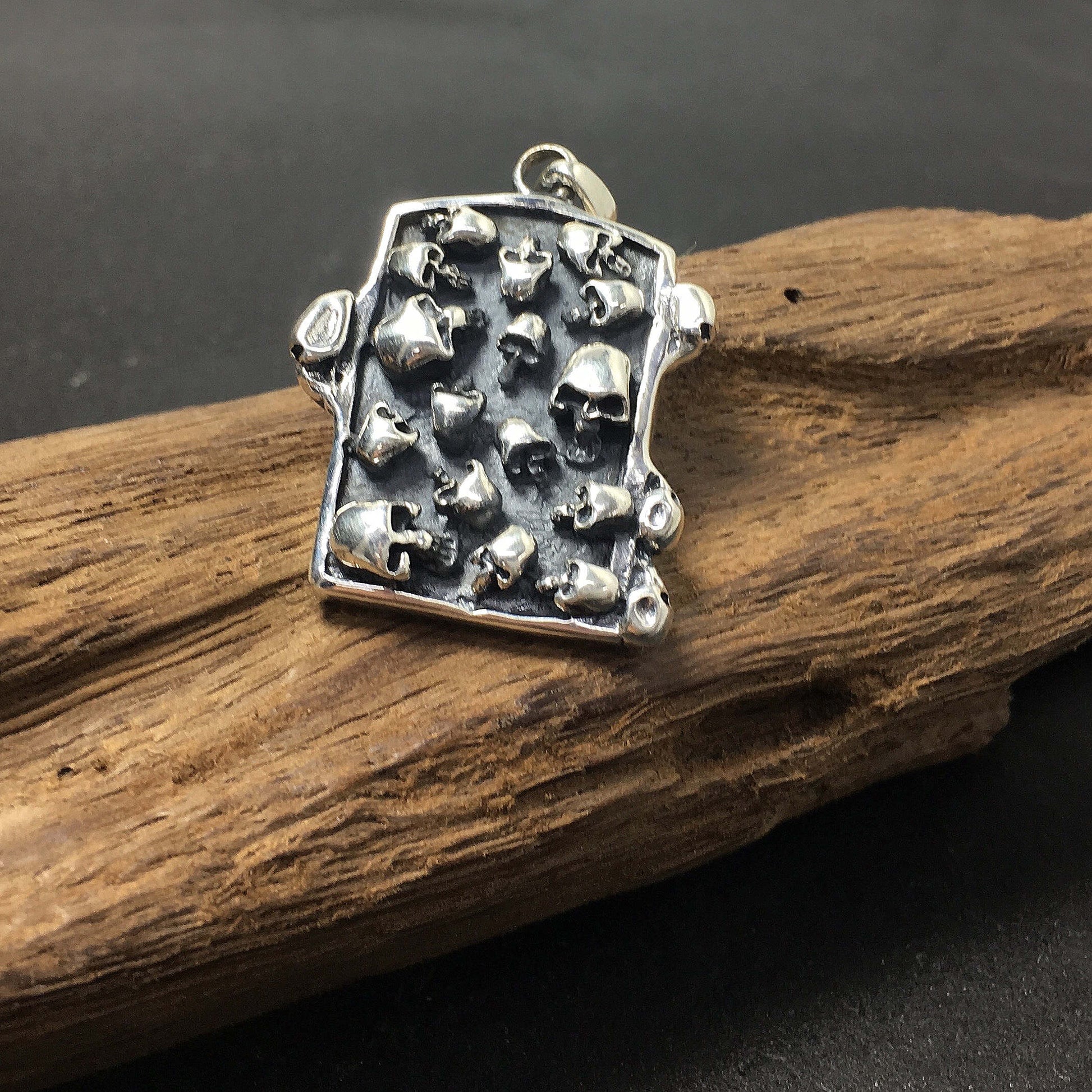 Rectangle Skull Pendant 925 Retro Sterling Silver