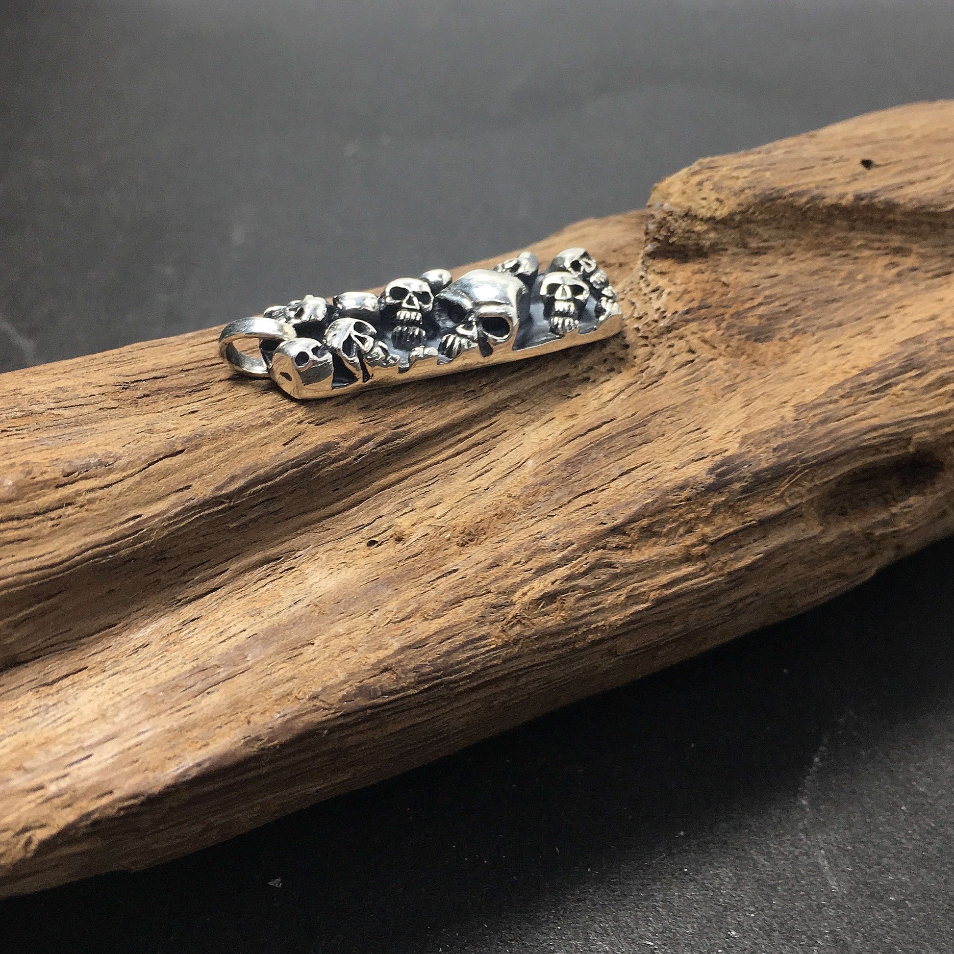 Sterling Silver Small Rectangle Skull Pendant